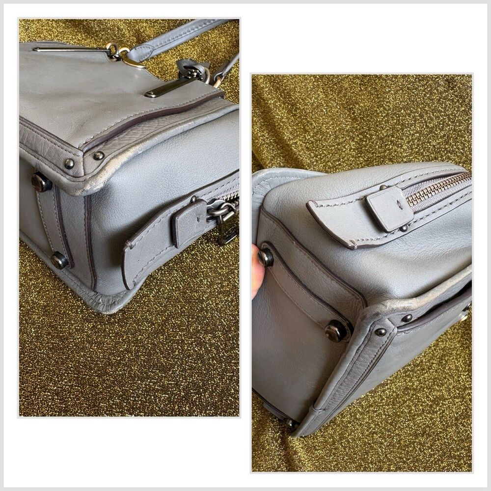 Coach 33094 Dreamer 27 Mix Leather Heather Grey 2 Tone Hardware Purse Crossbody - Picture 6 of 7